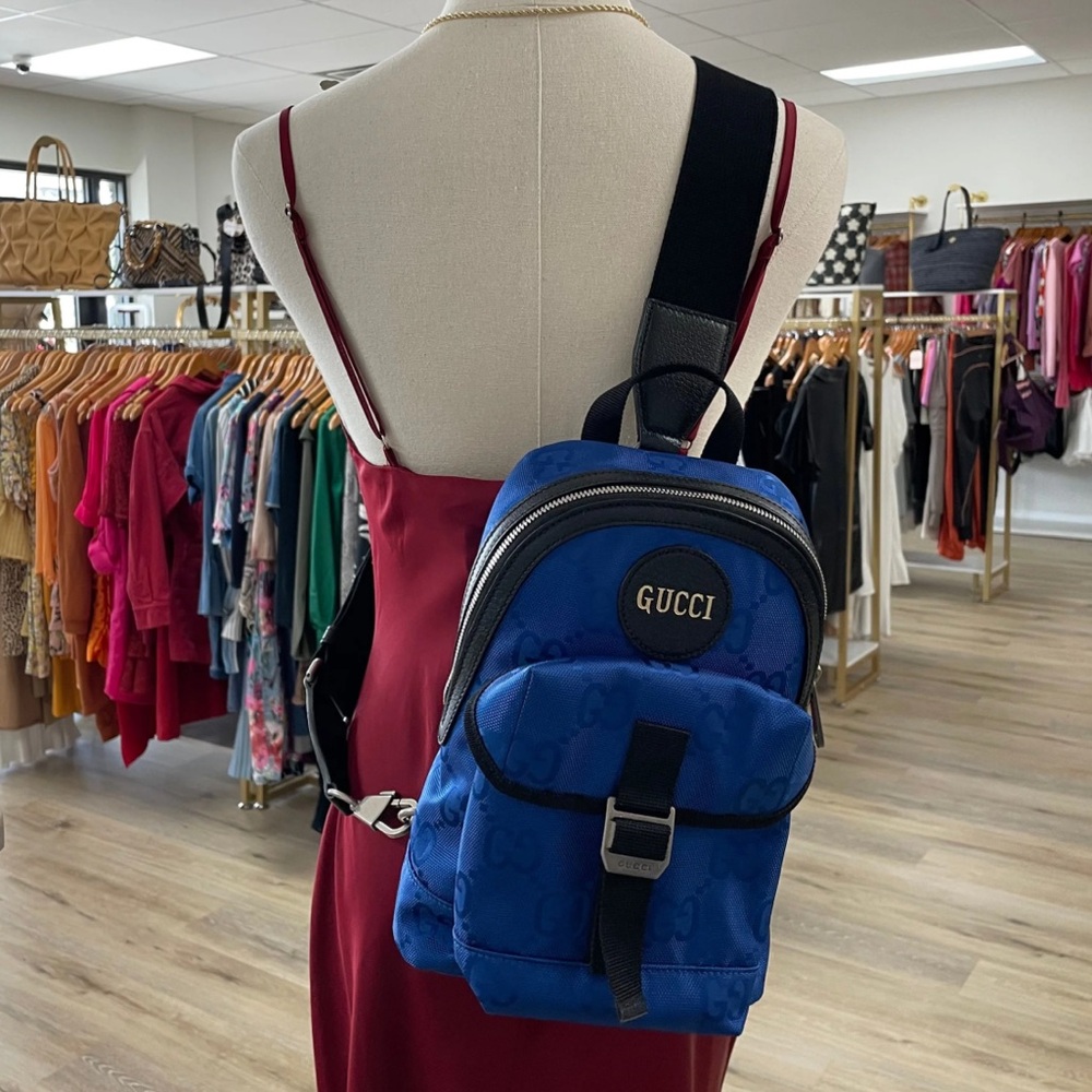 GUCCI Royal Blue GG Nylon Off The Grid Backpack - Picture 5 of 5